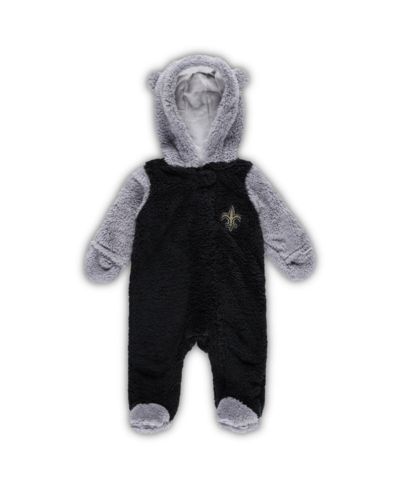Детский комбинезон New Orleans Saints Black Gray Teddy Fleece Full-Zip Sleeper