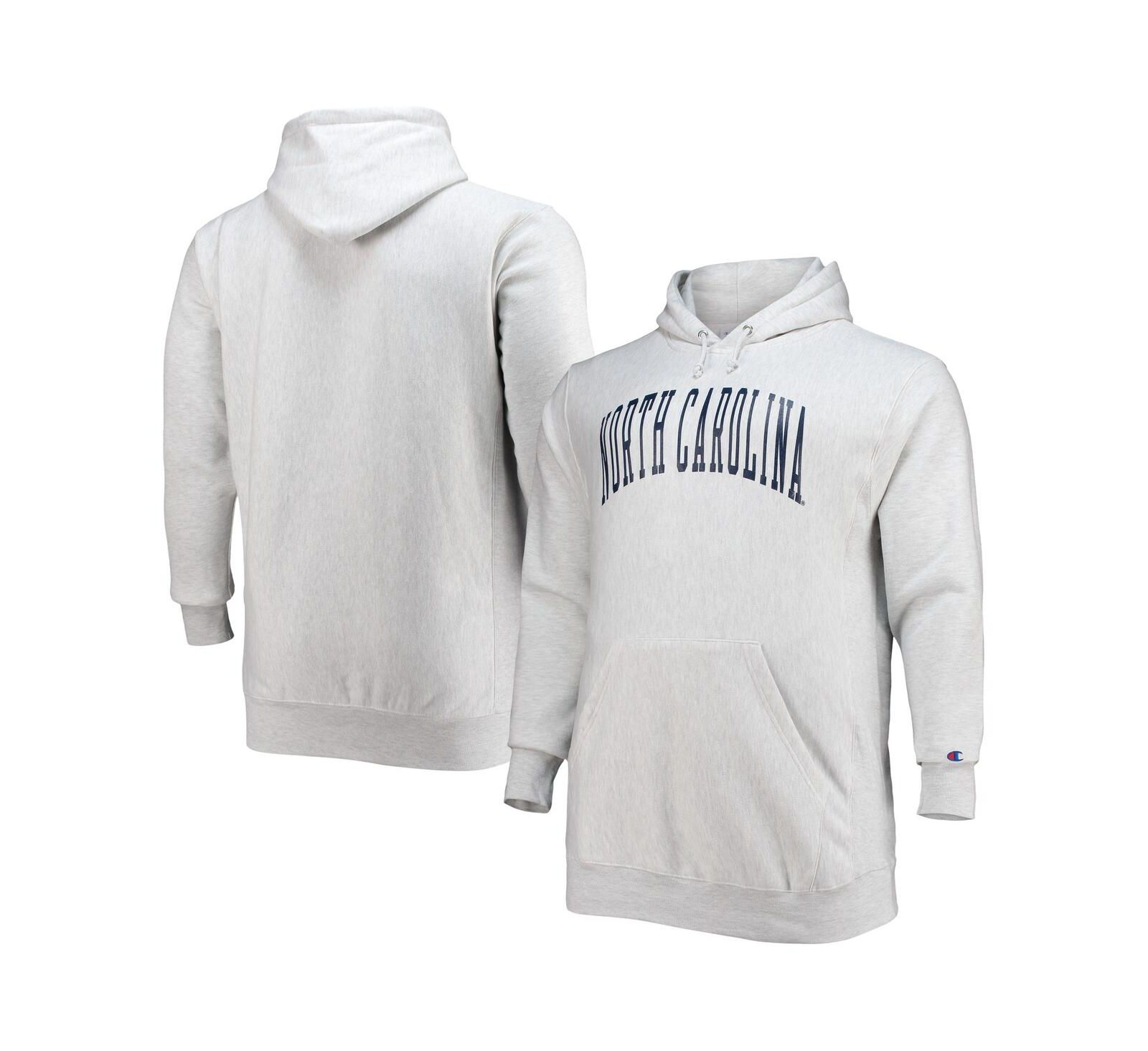Мужское худи Champion Heathered Gray North Carolina Tar Heels Big and Tall Reverse Weave Fleece