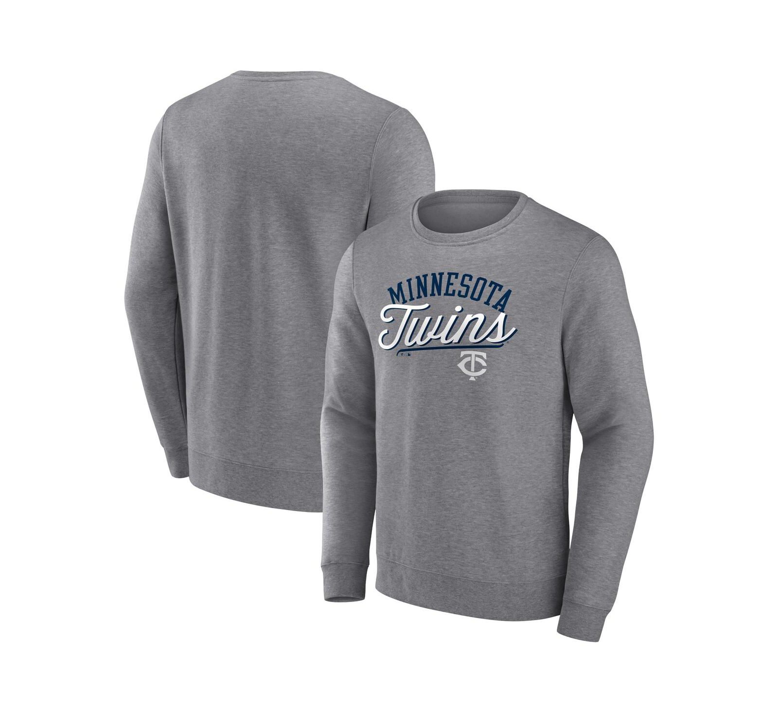 Мужской свитшот Fanatics Heather Gray Minnesota Twins Simplicity Pullover