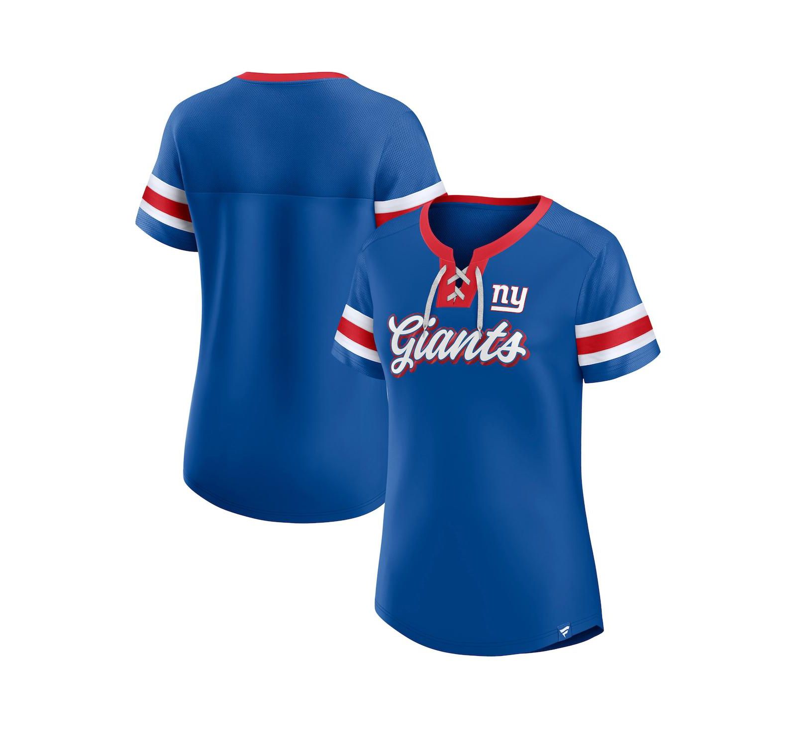 Women's Fanatics Royal New York Giants Original State Lace-Up T-shirt