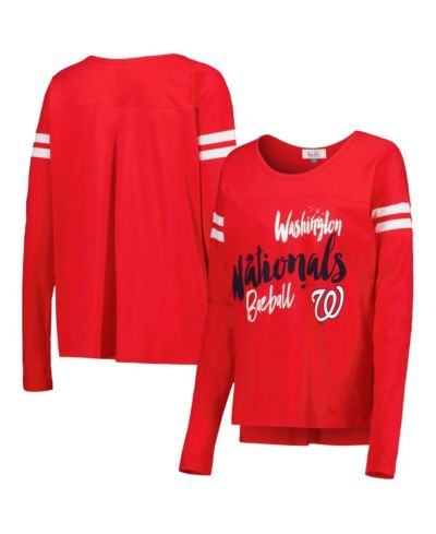 Женская футболка Touch Red Washington Nationals Free Agent с длинным рукавом