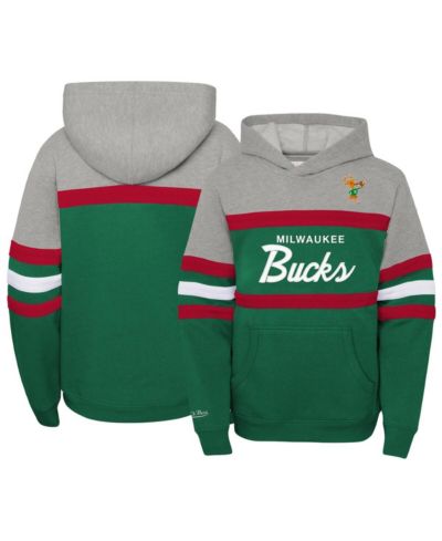 Худи Mitchell & Ness Hardwood Classics Milwaukee Bucks для мальчиков и девочек Heather Gray Green