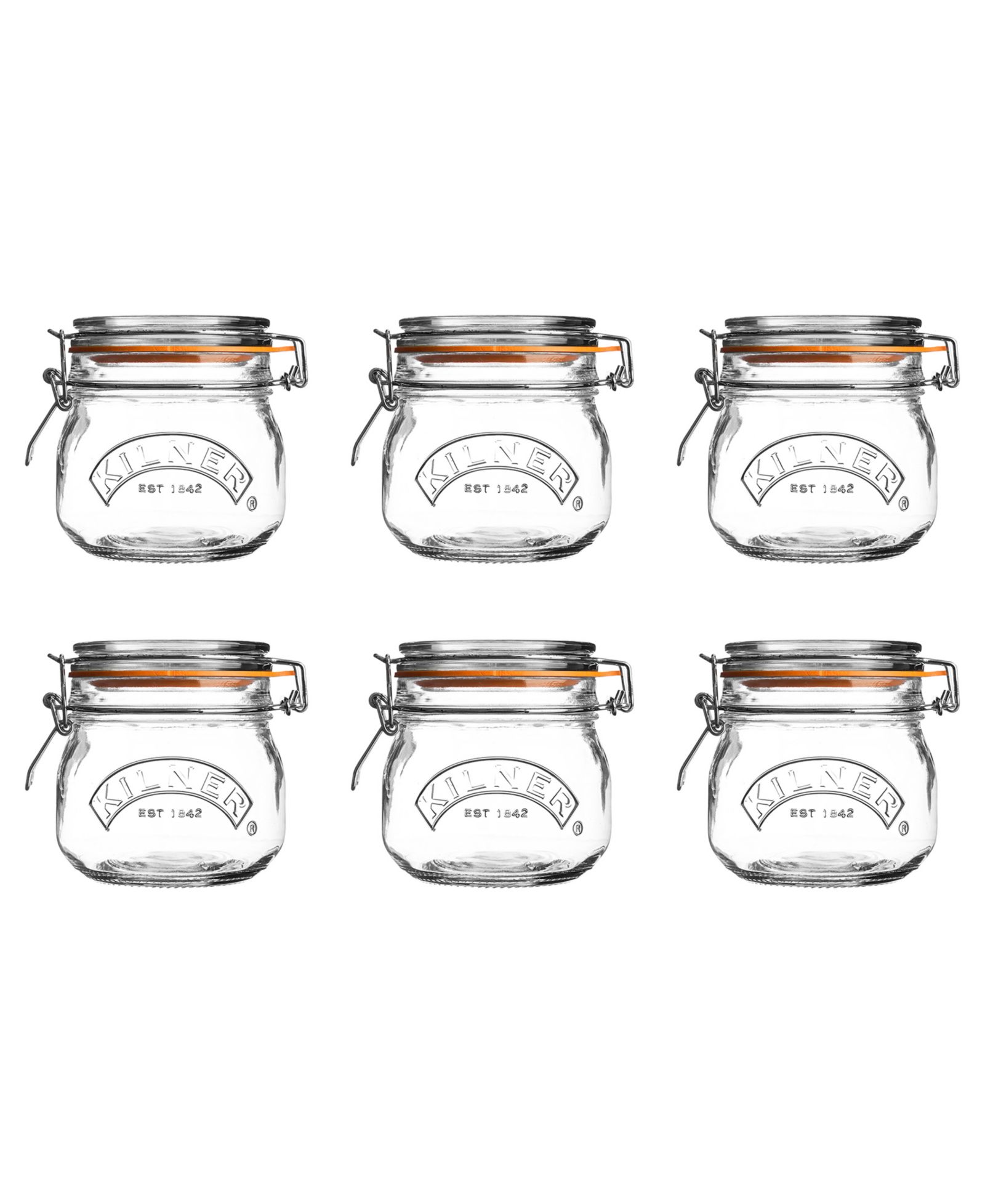 Стеклянная банка Kilner Round Clip Top, 17 oz, набор из 6 шт.