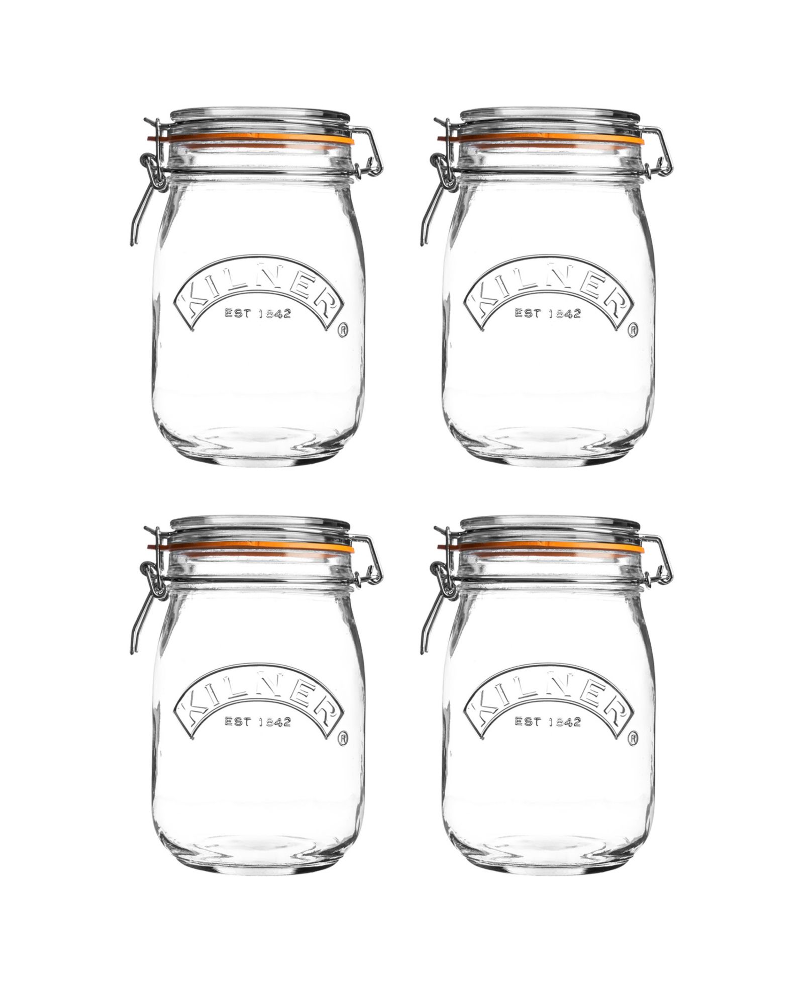 Банка Kilner Round Clip Top 34 oz, набор из 4 шт