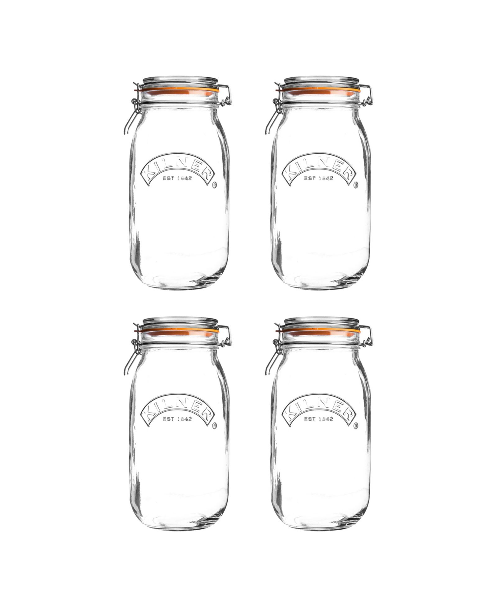 Kilner Round Clip Top Jar 51 oz, Set of 4