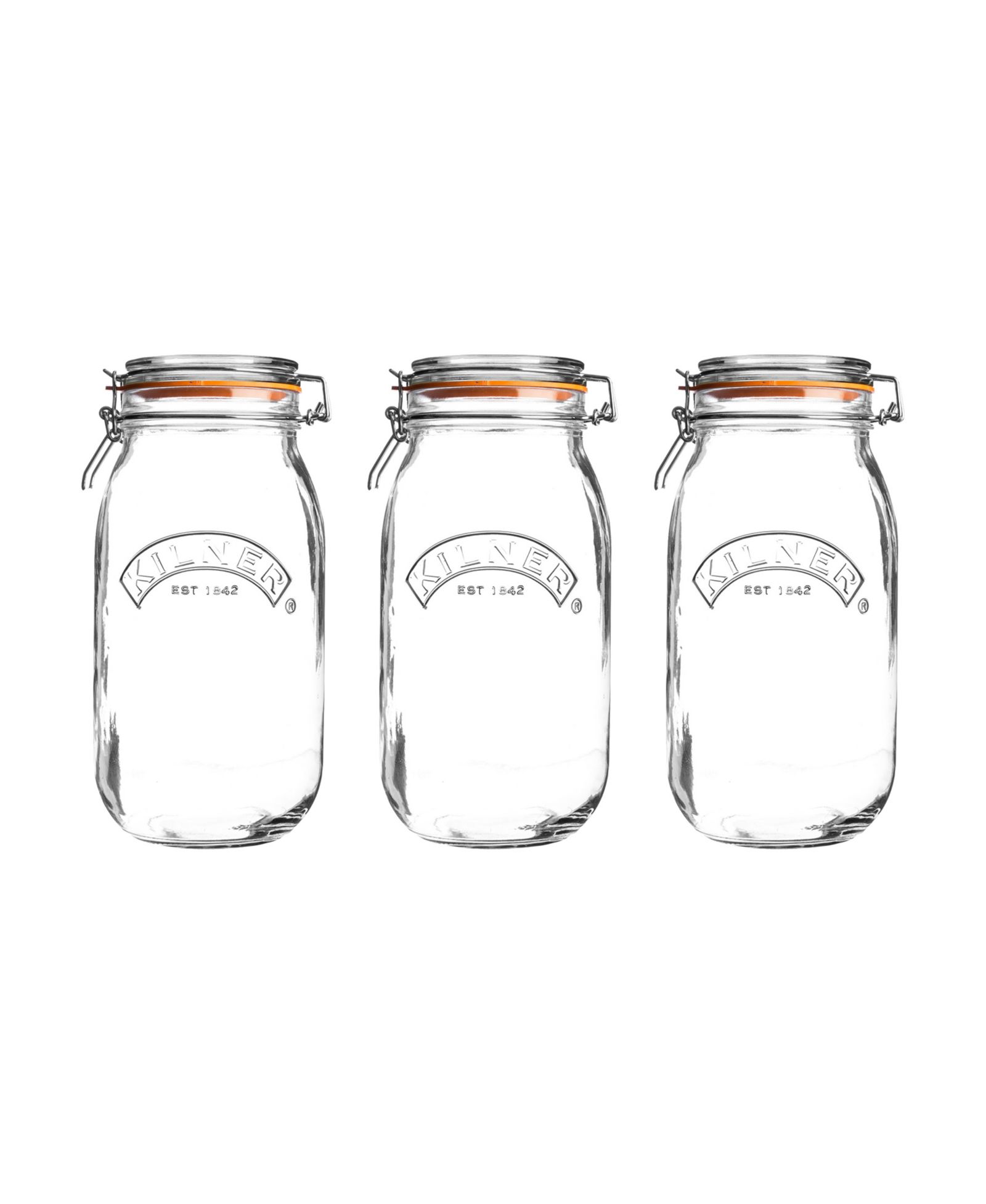 Kilner Round Clip Top Jar 68 oz, Set of 3
