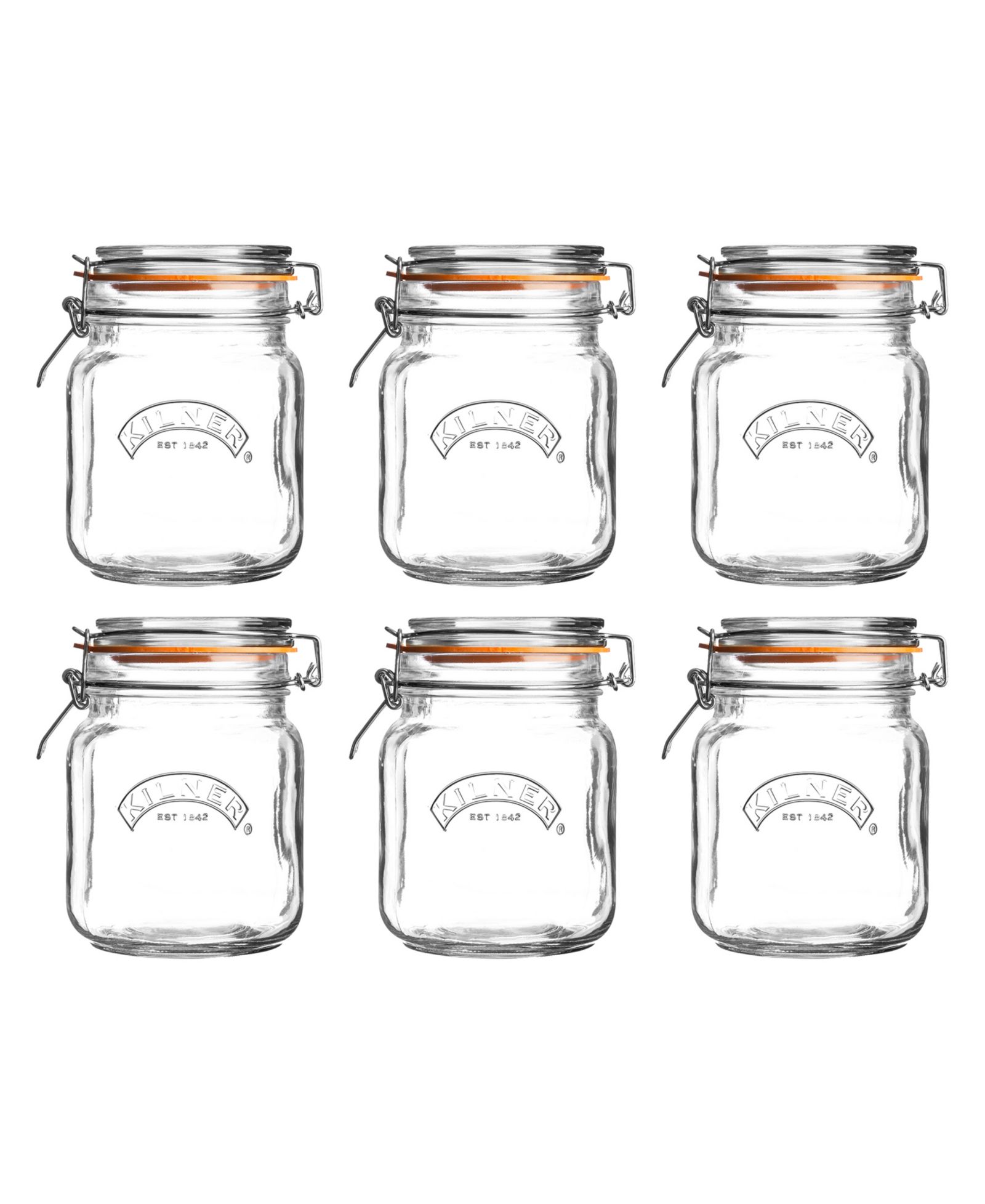 Стеклянная банка Kilner Square Clip Top, 34 oz, 6 шт.