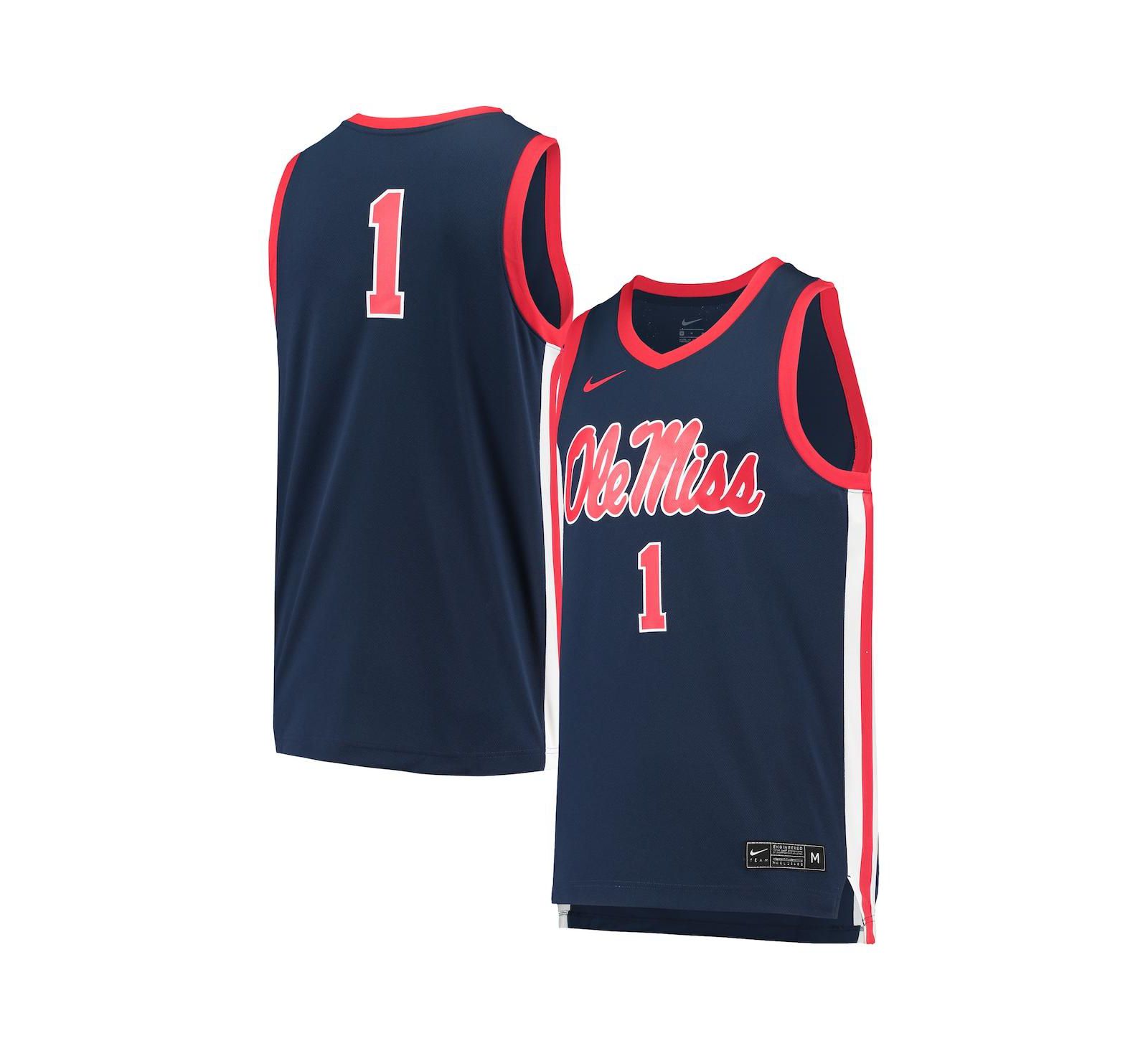 Мужская джерси Nike #1 Navy Ole Miss Rebels Replica Basketball