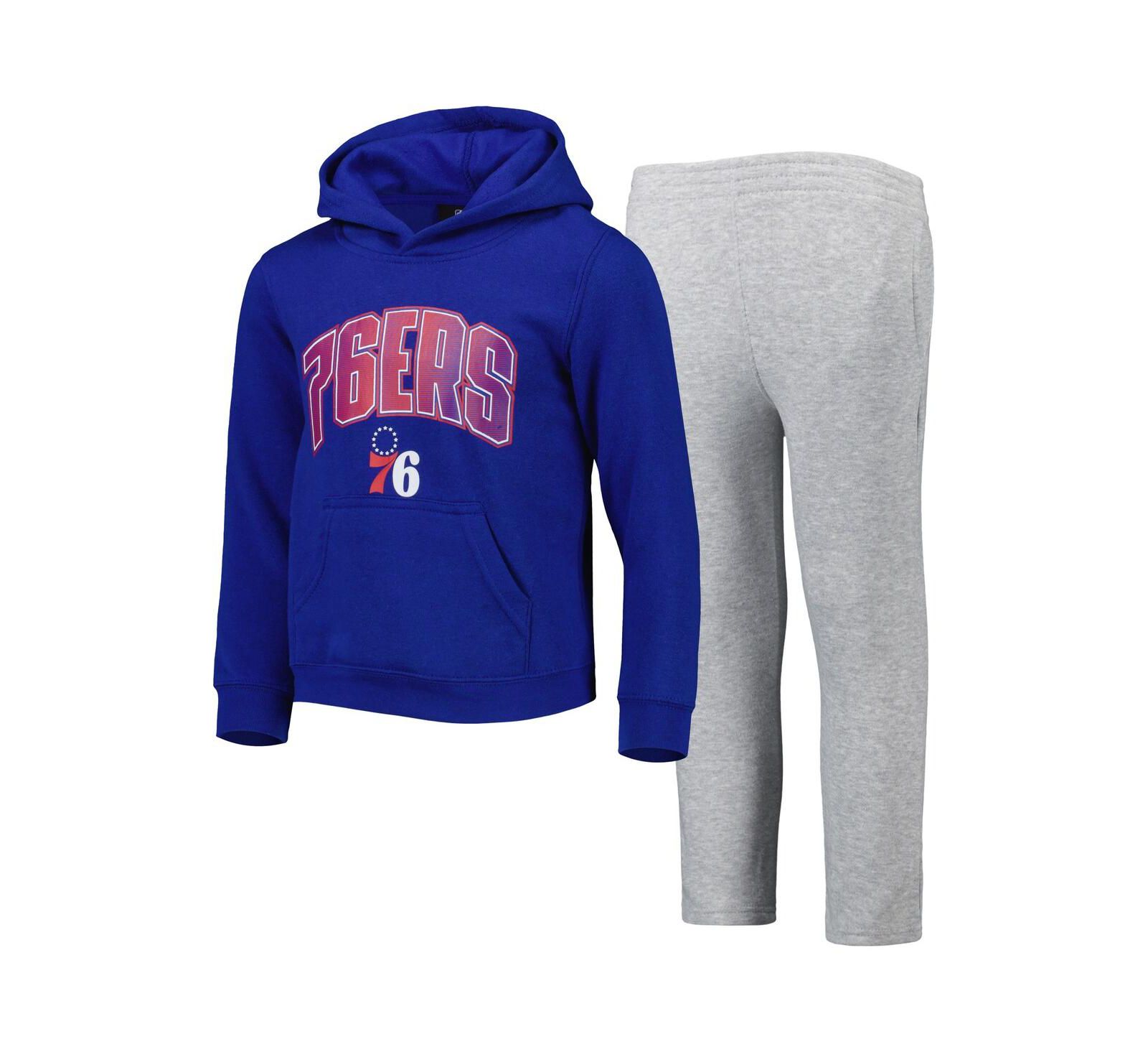 Детский комплект из худи и брюк Royal, Heather Gray Philadelphia 76ers Double Up