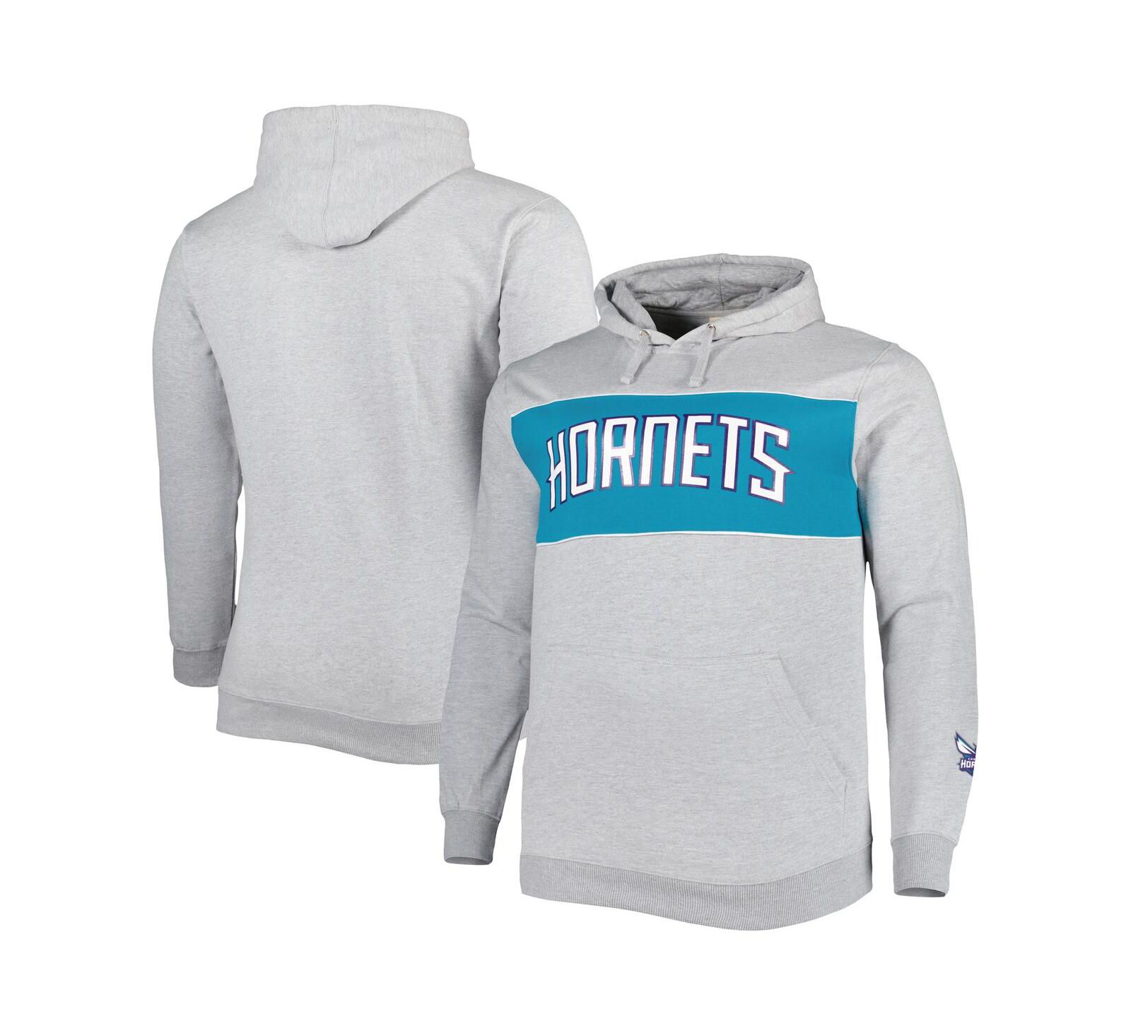 Мужской худи Fanatics Heather Gray Charlotte Hornets Big and Tall