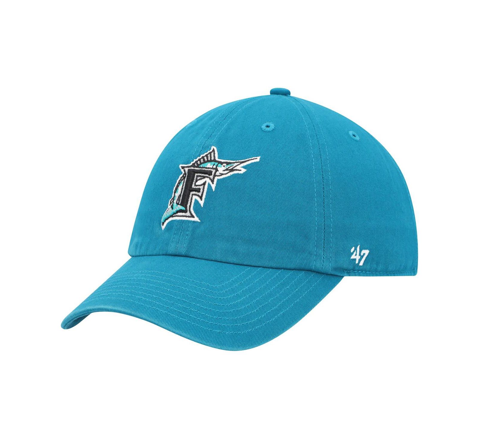 Men's '47 Brand Teal Florida Marlins Cooperstown Collection Clean Up Adjustable Hat