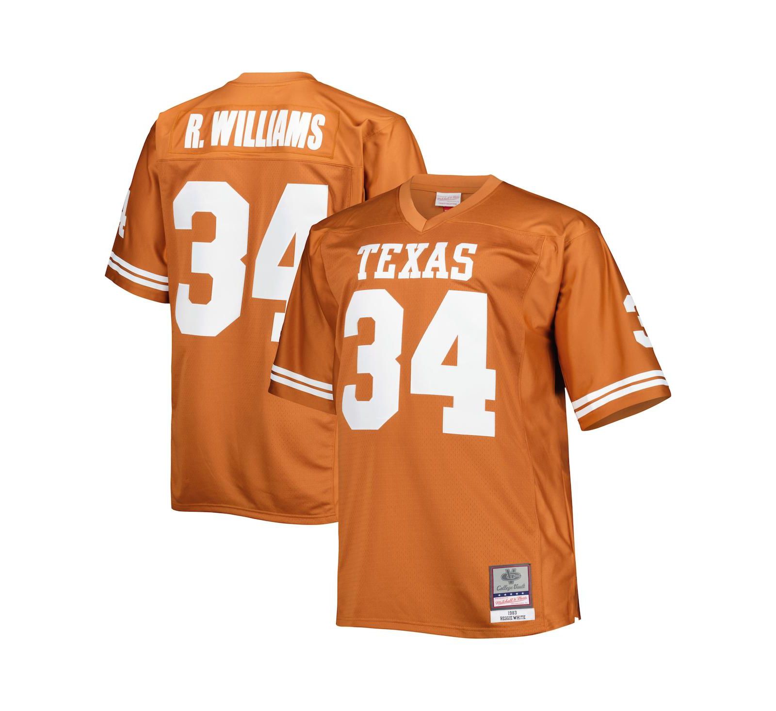 Mitchell & Ness Мужская джерси Ricky Williams Texas Orange Texas Longhorns, Big and Tall Legacy