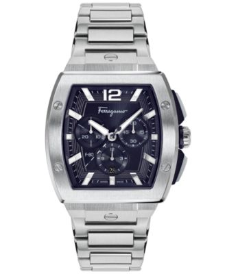Salvatore Ferragamo Men's Swiss Chronograph F-80 Tonneau Stainless Steel Bracelet Watch 42mm