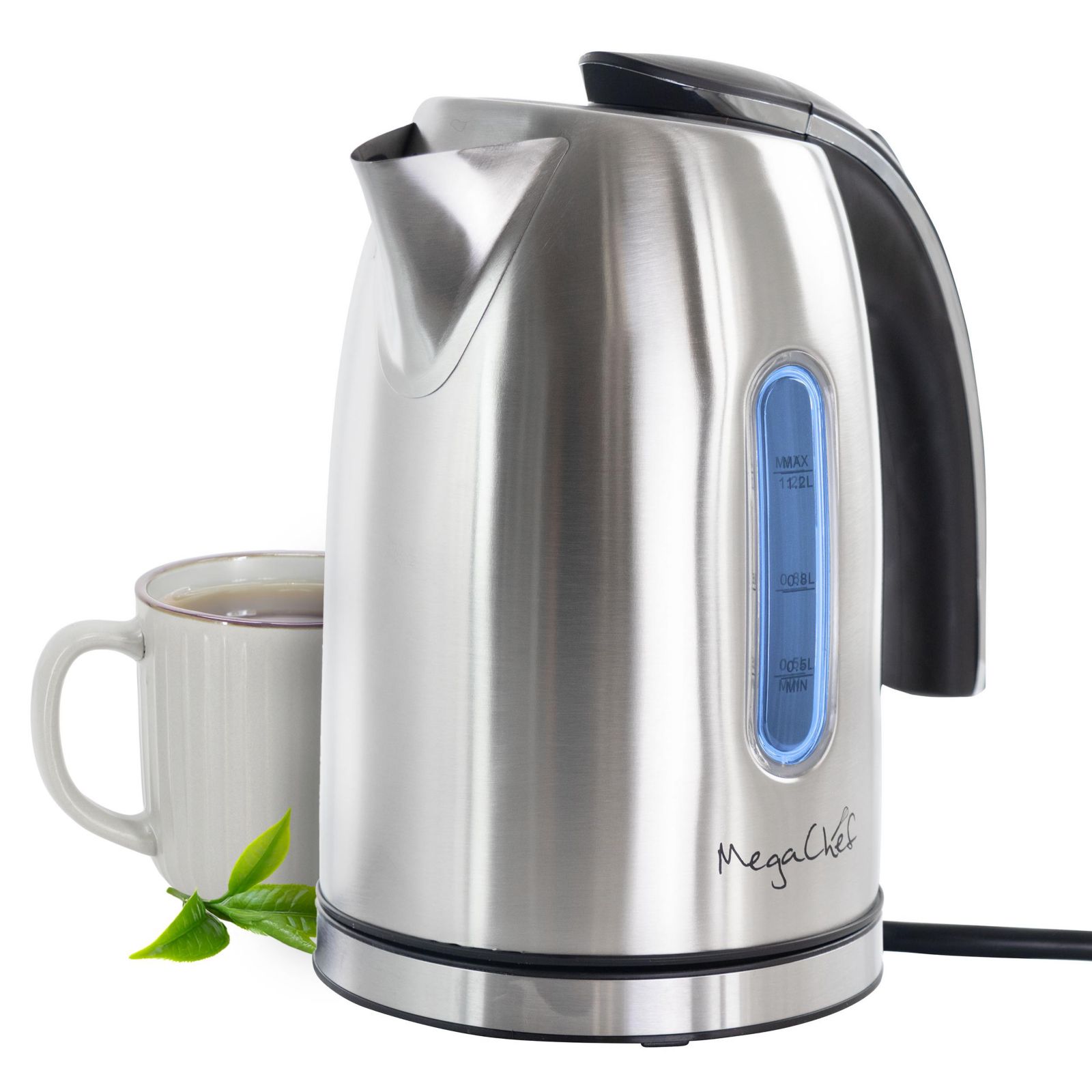MegaChef Stainless Steel Electric 1.2 Quart Tea Kettle