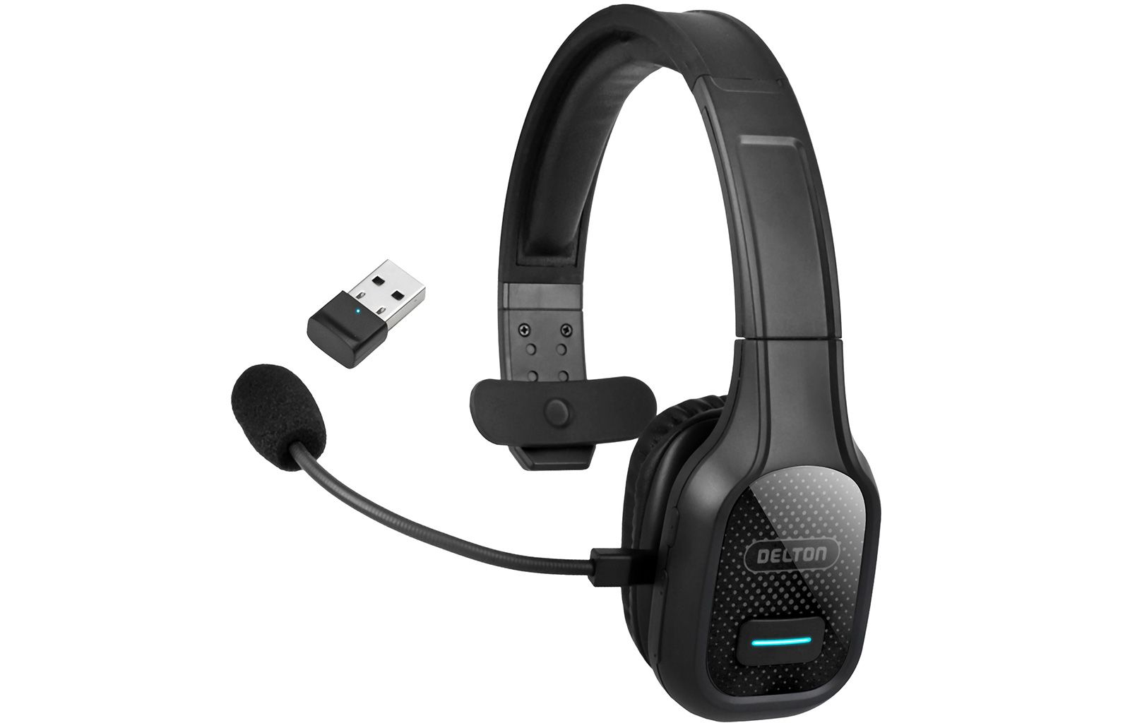 Delton Wireless Computer Headset with USB Dongle, Trucker Bluetooth Headset with Noise Canceling Mic, 35Hrs talk time, Wireless Headset for Computer, Cell Phone, Drivers, Office, Call Center - Black
