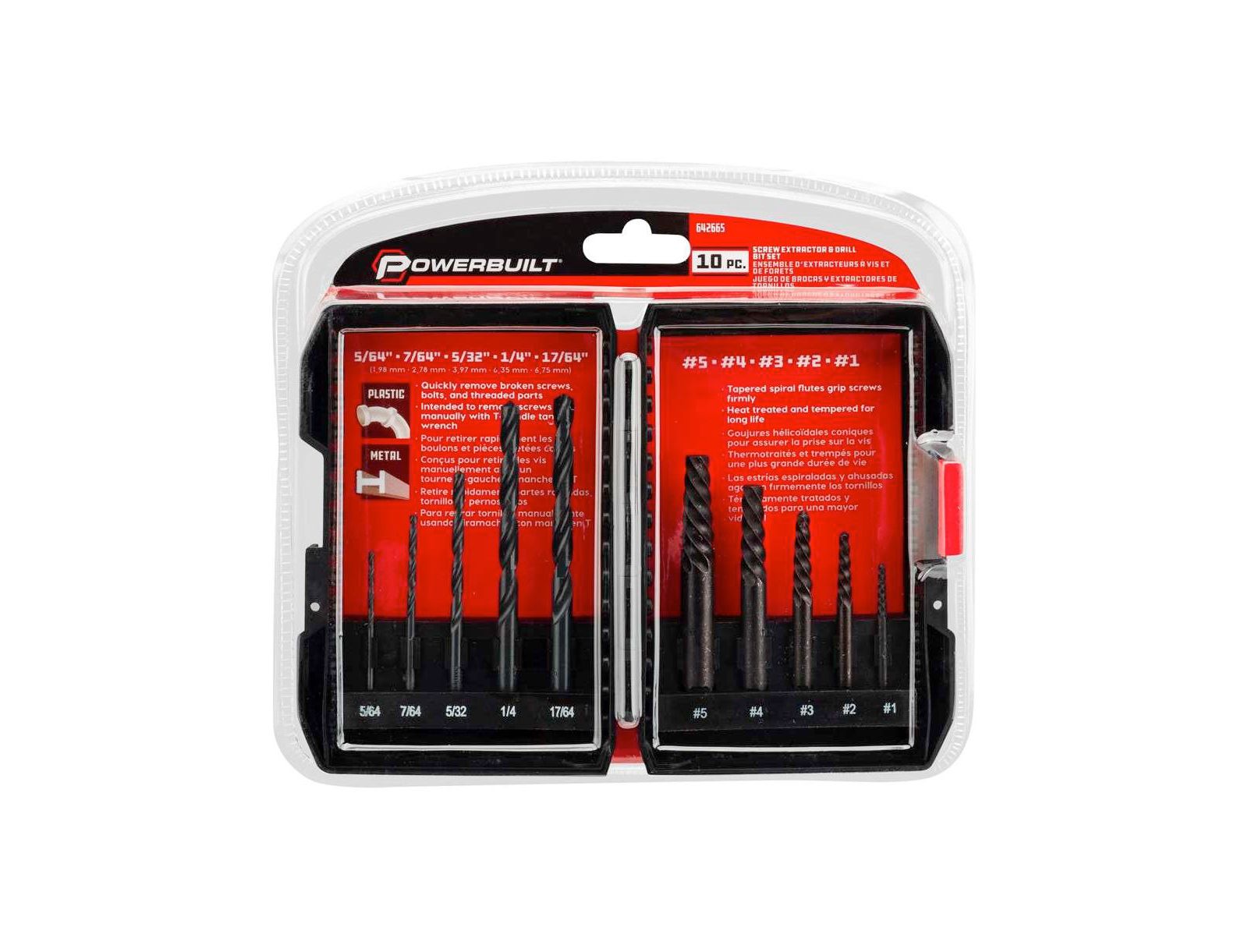 Набор экстракторов для сверления и винтов Powerbuilt 10 Piece Drill and Screw Extractor Set