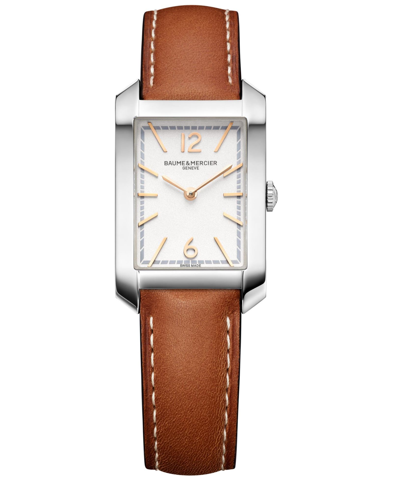 Baume & Mercier Женские швейцарские часы Swiss Hampton Brown Leather Strap 22x35mm