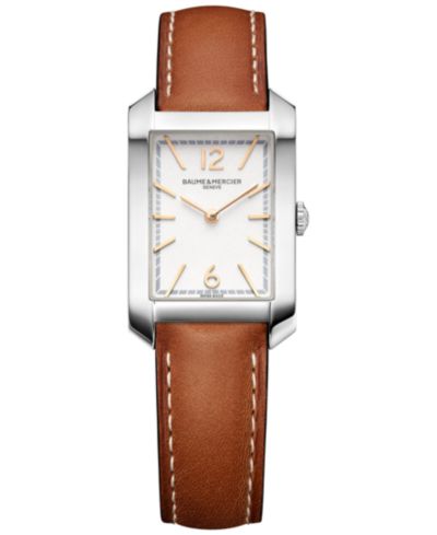 Baume & Mercier Женские швейцарские часы Swiss Hampton Brown Leather Strap 22x35mm