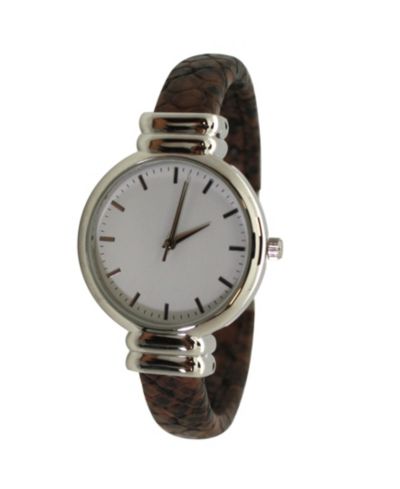 Olivia Pratt Женские часы Three Hand Quartz Brown Stainless Steel Faux Leather 32mm