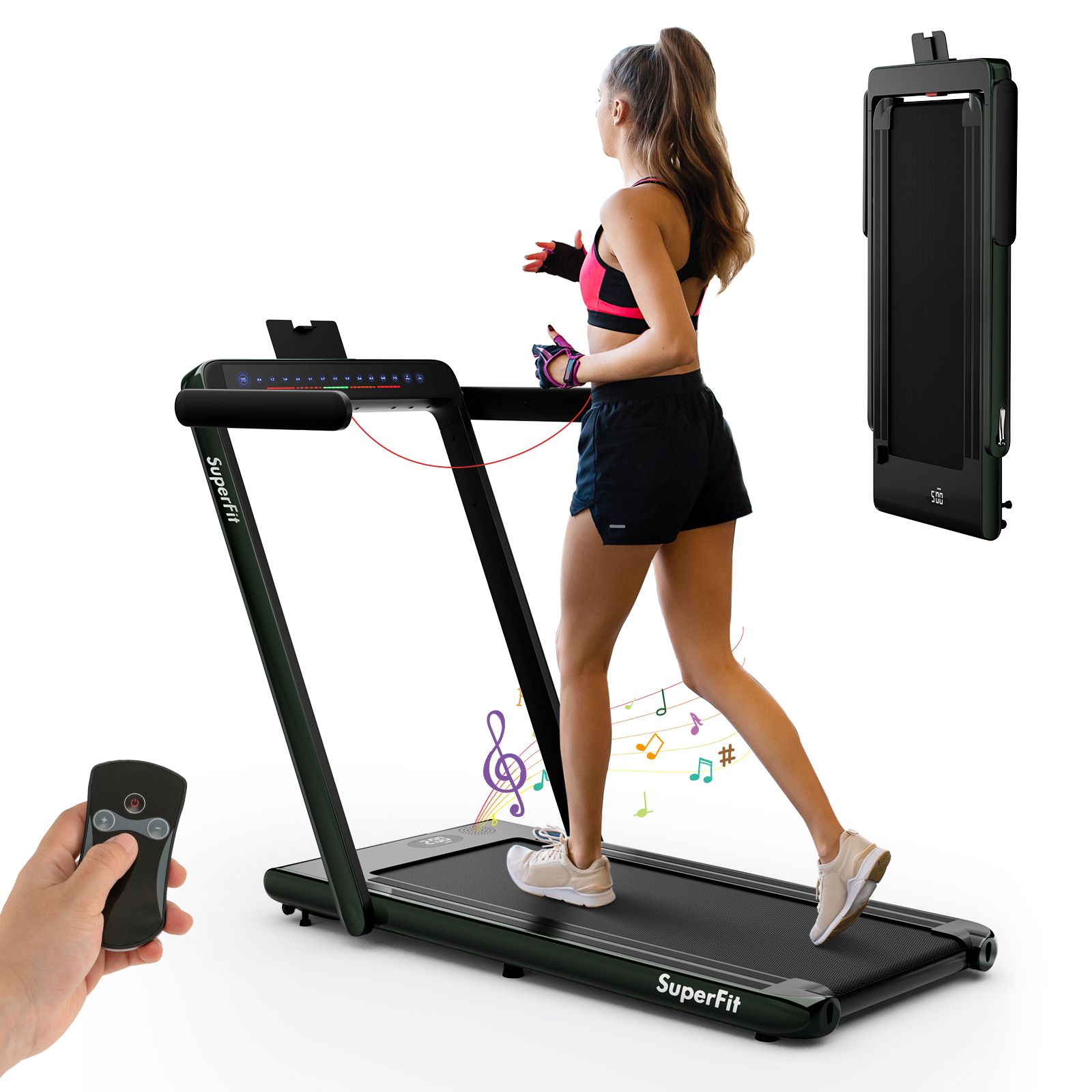 2.25HP 2 in 1 Dual Display Treadmill Jogging Machine