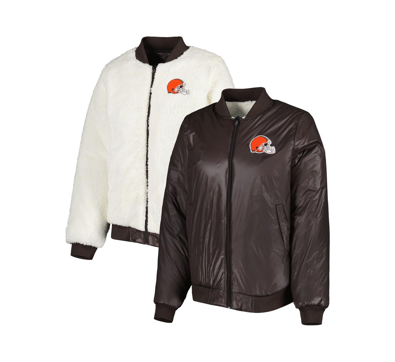 Женская куртка G-III 4Her by Carl Banks Cleveland Browns Switchback двусторонняя на молнии, цвет Oatmeal, Brown