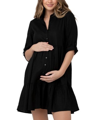 Ripe Maternity женское льняное платье Adel с пуговицами