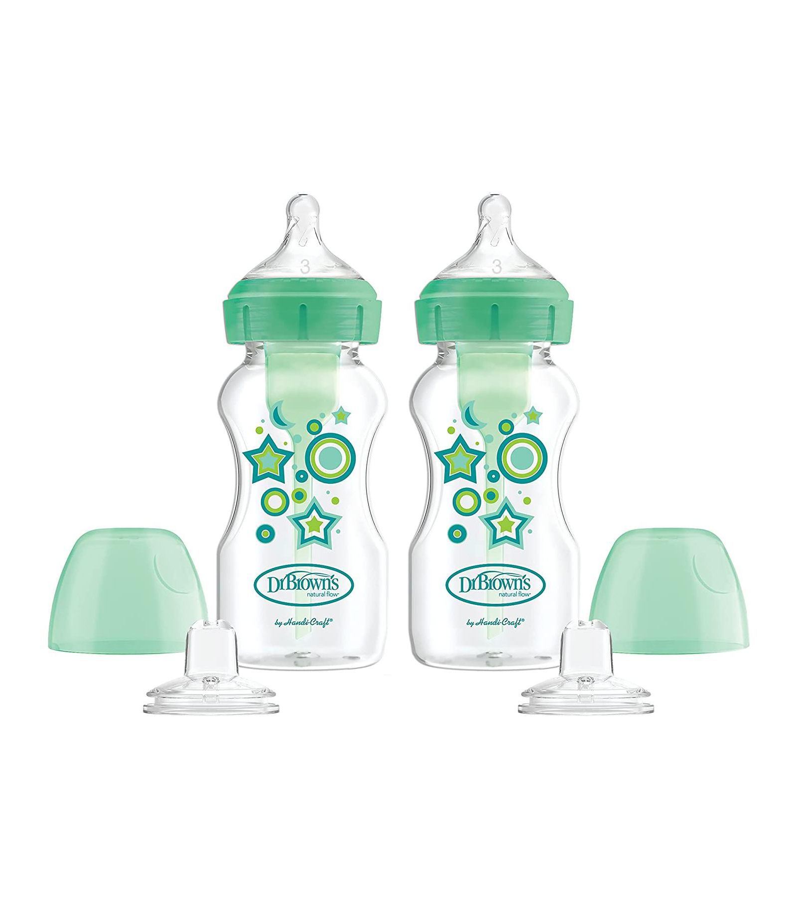 Детская бутылочка Dr. Browns Anti-Colic Options+ Wide-Neck, 9oz, 2 шт, Green