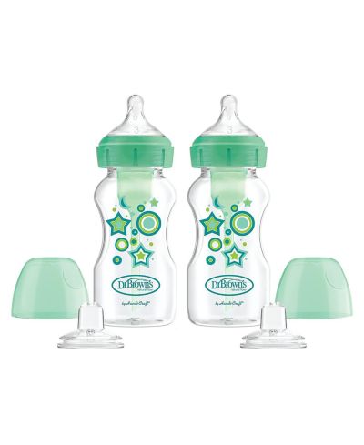 Детская бутылочка Dr. Browns Anti-Colic Options+ Wide-Neck, 9oz, 2 шт, Green