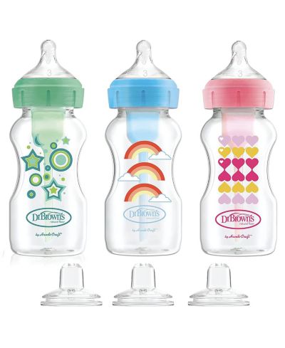 Dr. Browns Baby Anti-Colic Options+ широкая бутылочка, 9oz, 3 шт.