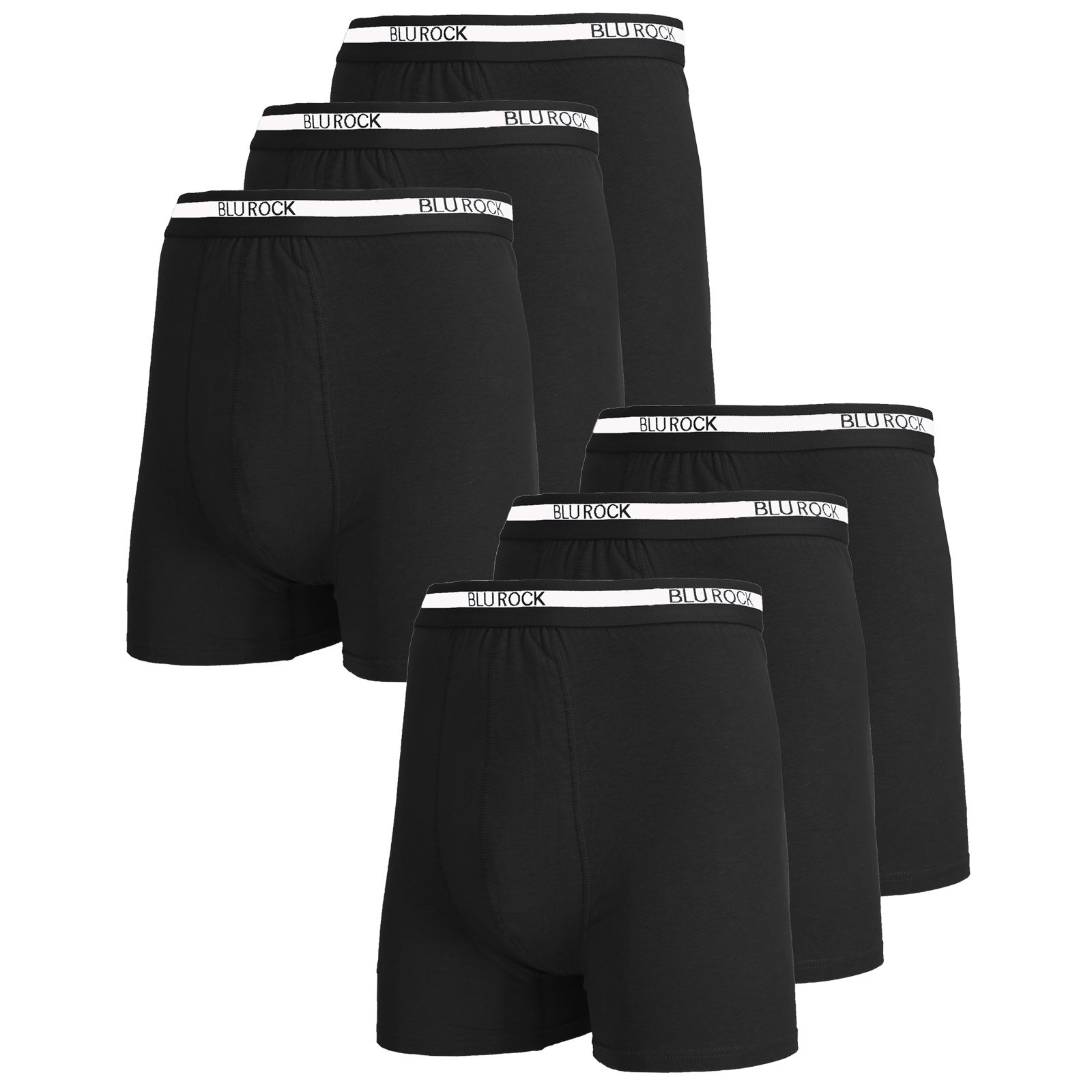 Blu Rock Men's Stretch Cotton Boxer Briefs Underwear, Pack of 6
