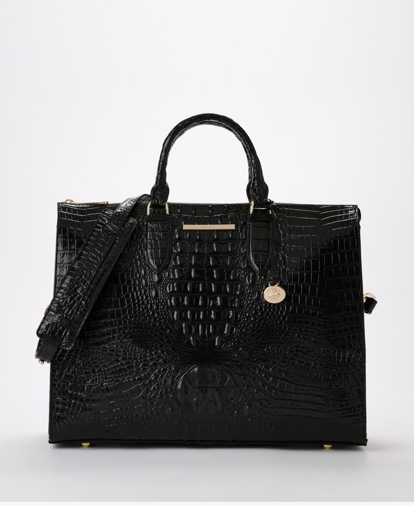 Женская большая кожаная сумка-тоут для работы Brahmin Large Leather Business Tote Handbag