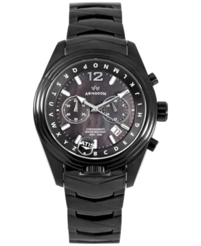 Женские хронограф-часы Abingdon Co. Katherine Black Ion Plated Stainless Steel Bracelet, 40mm