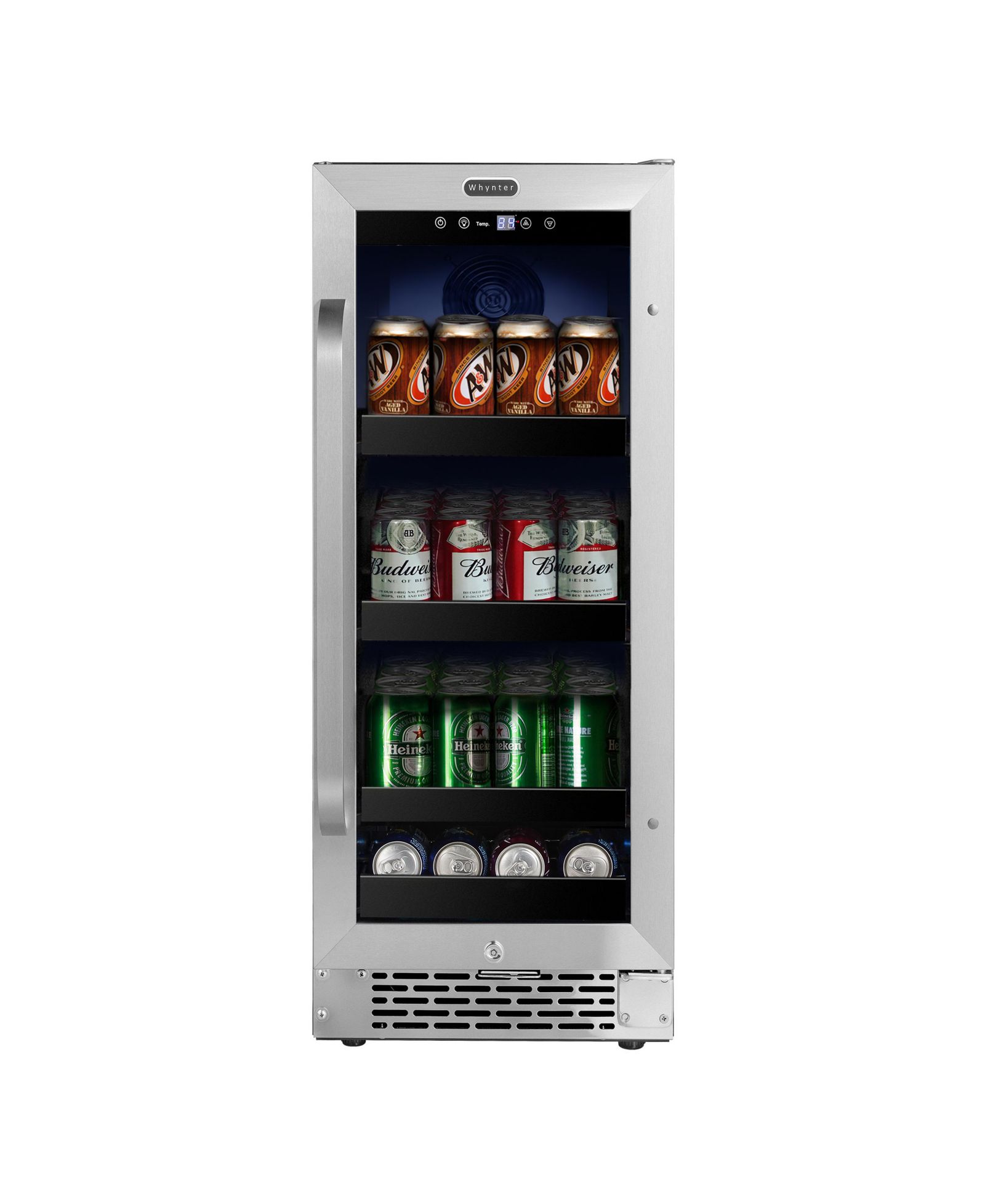 Whynter 15 inch Built-In 80 Can Undercounter StainlessSteel Beverage Refrigerator