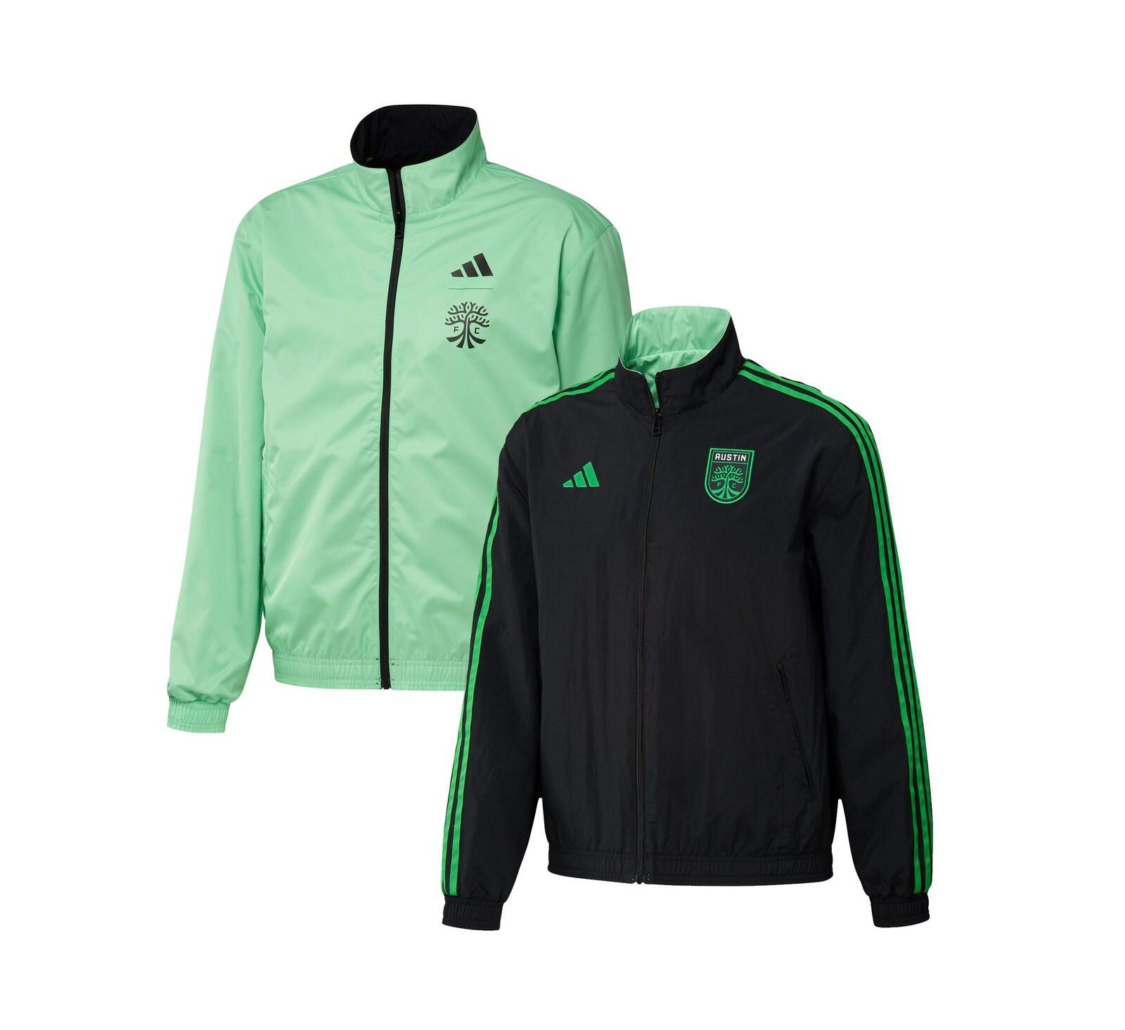 Мужская куртка adidas Black and Green Austin FC 2023 On-Field Anthem Full-Zip Reversible Team