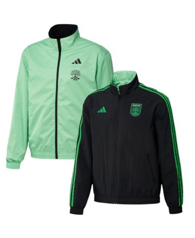 Men's adidas Black and Green Austin FC 2023 On-Field Anthem Full-Zip Reversible Team Jacket