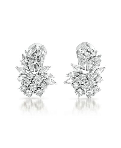 Genevive Серьги Marquise & Round CZ Cluster с позолотой White Gold