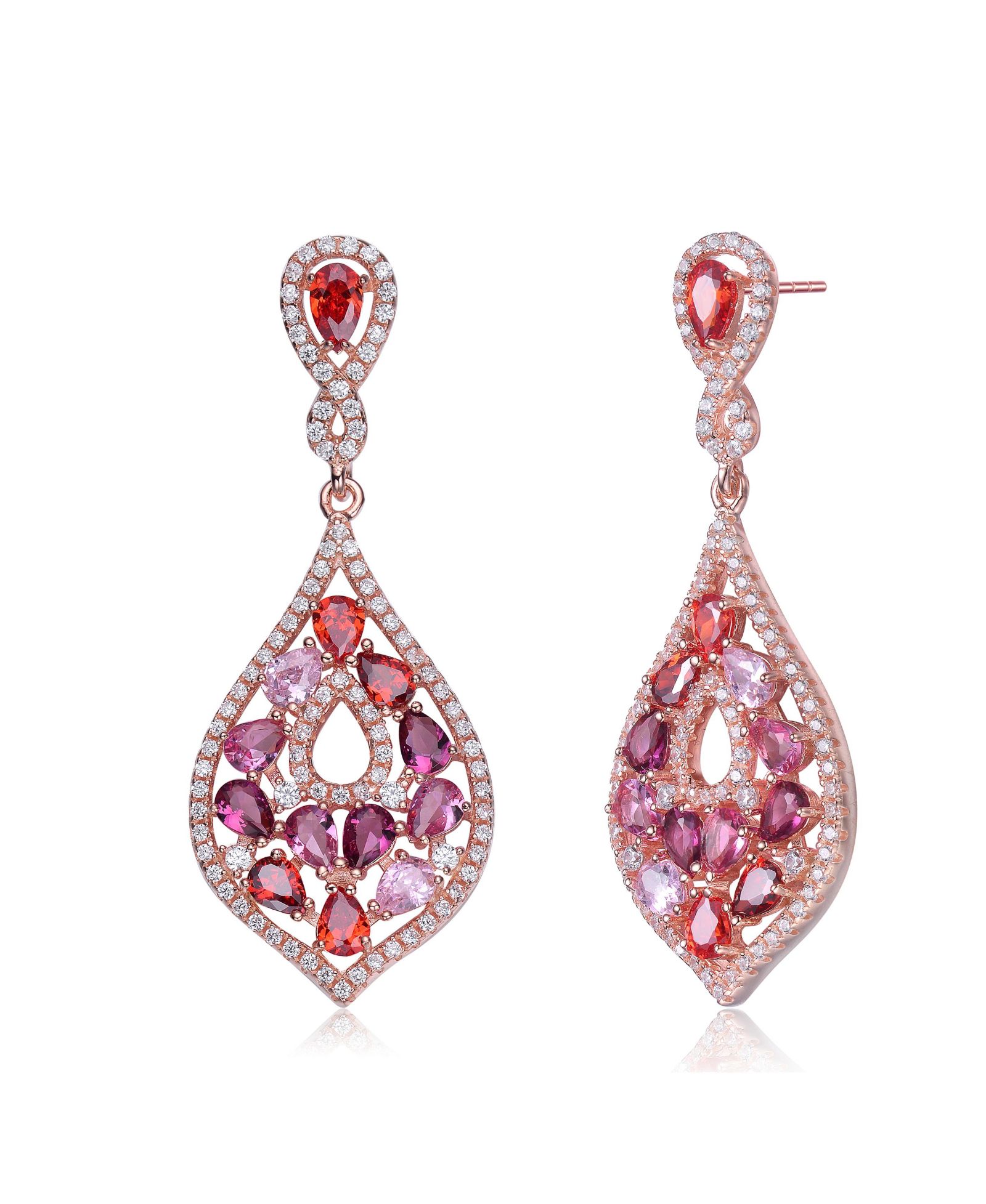 Genevive Dazzling Sterling Silver CZ Cluster Pave Halo Statement Earrings