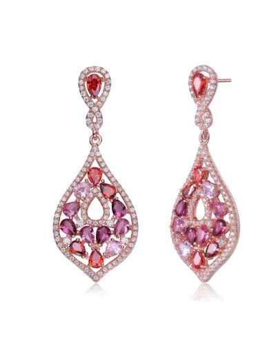 Genevive Dazzling Sterling Silver CZ Cluster Pave Halo Statement Earrings