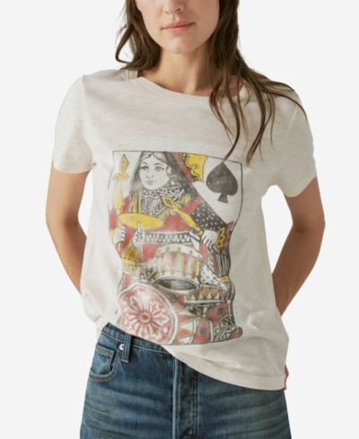 Мужская футболка Lucky Brand Women's Cotton Queen Of Spades Boyfriend Tee