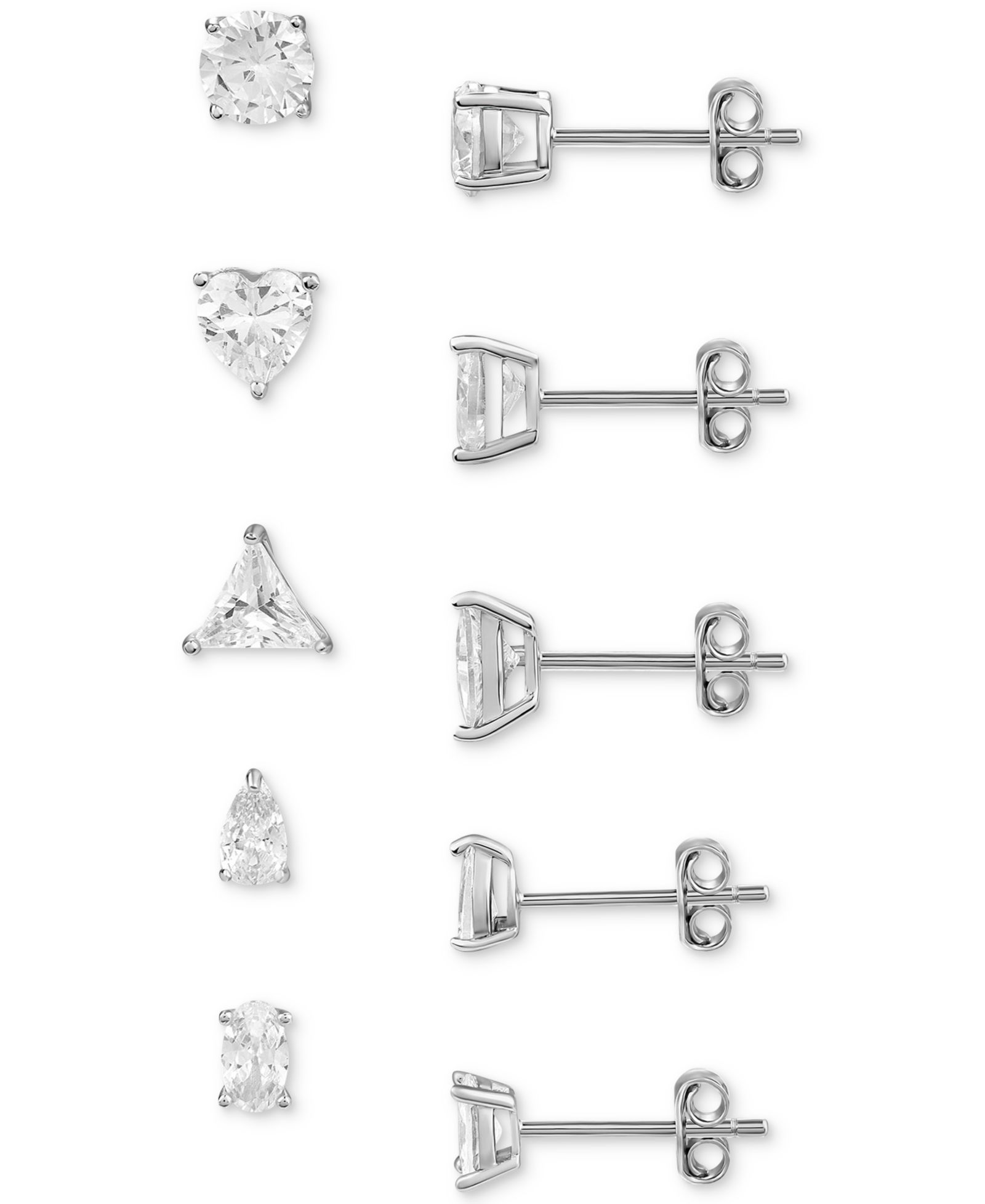 Giani Bernini 5-Pc. Set Cubic Zirconia Solitaire Multi-Cut Stud Earrings в Sterling Silver