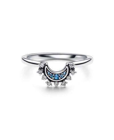 Pandora Cubic Zirconia Moments Celestial Blue Sparkling Moon Ring
