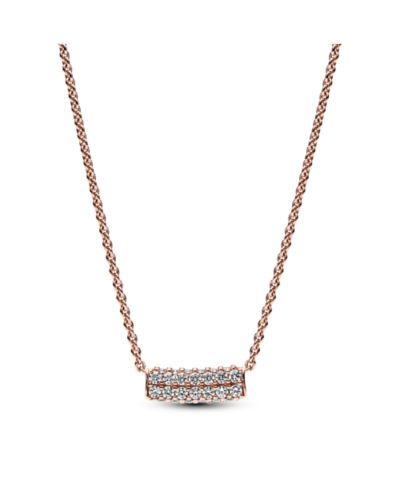 Pandora Timeless 14K Rose Gold-Plated Pave Cubic Zirconia Double-Row Bar Collier Necklace