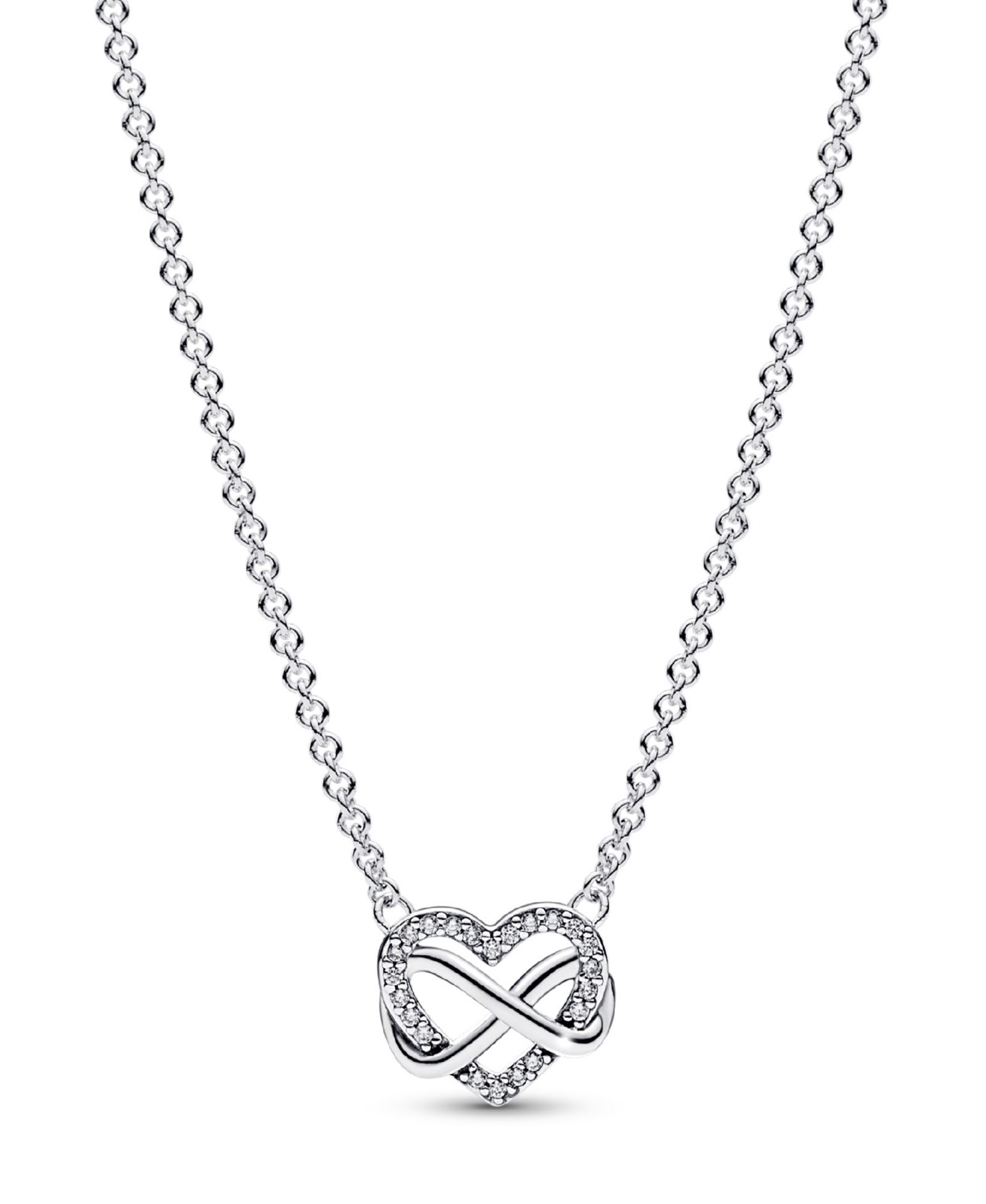 Pandora Moments Sterling Silver Sparkling Cubic Zirconia Infinity Heart Collier Necklace