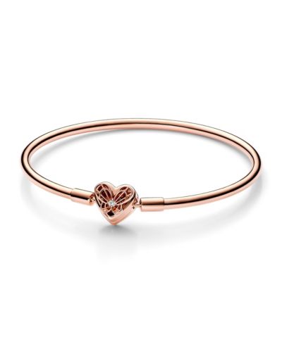 Браслет Pandora с подвеской в форме сердца, позолота Rose Gold