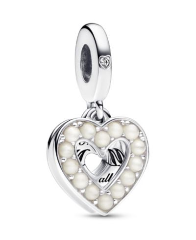 Шарм Pandora Mixed Stone Pearlescent White Heart Double Dangle