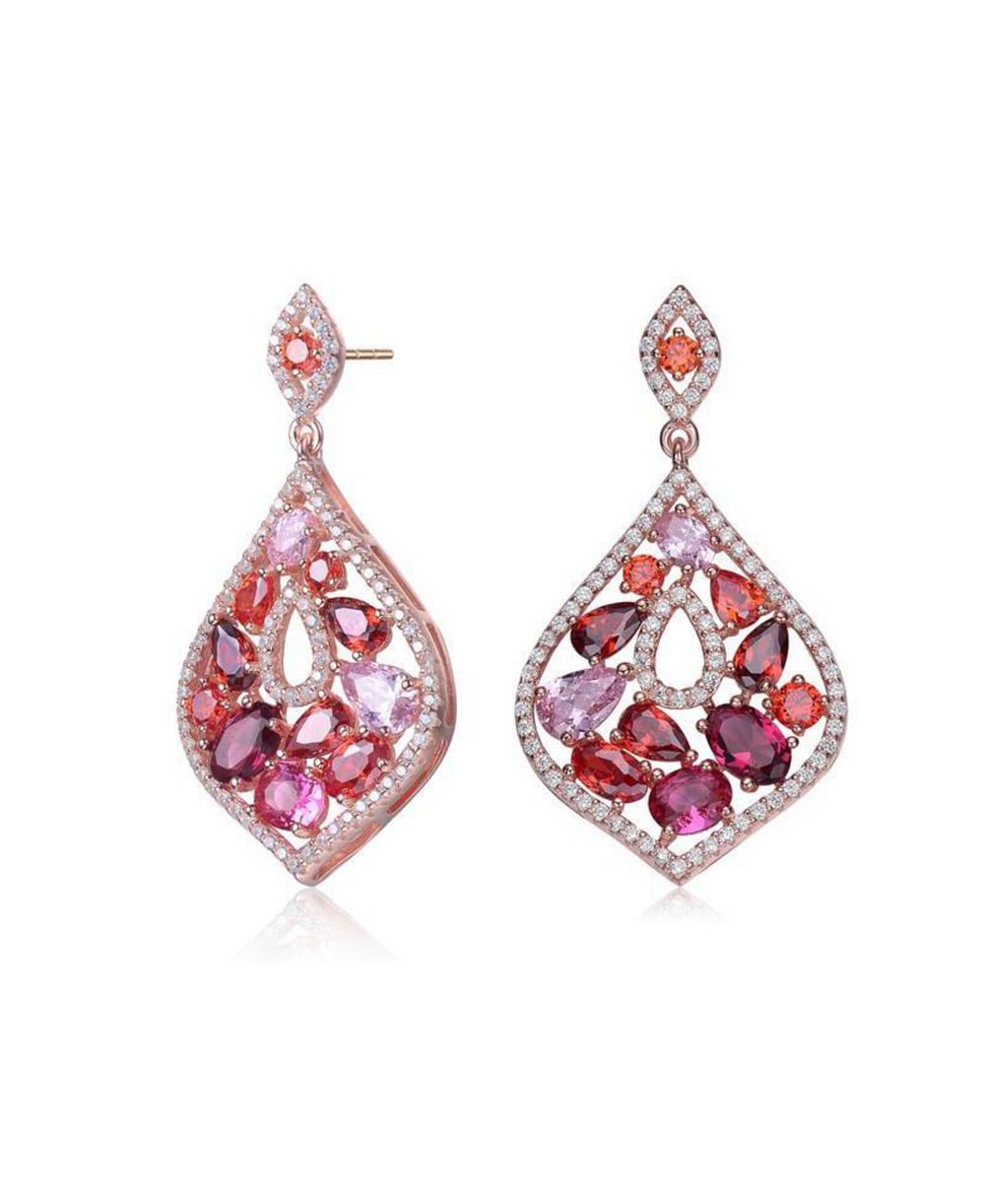 Серьги-подвески Genevive Brilliant Sterling Silver Multi-Color CZ