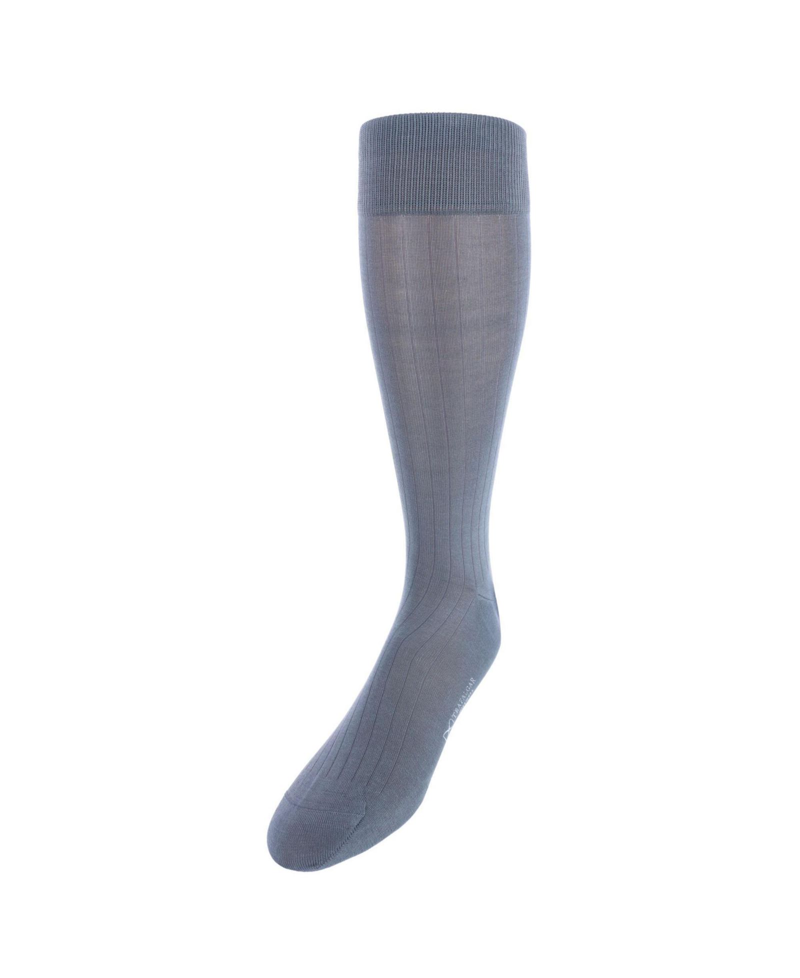TRAFALGAR Men's Jasper Mercerized Cotton Ribbed Mid-Calf Solid Color Socks