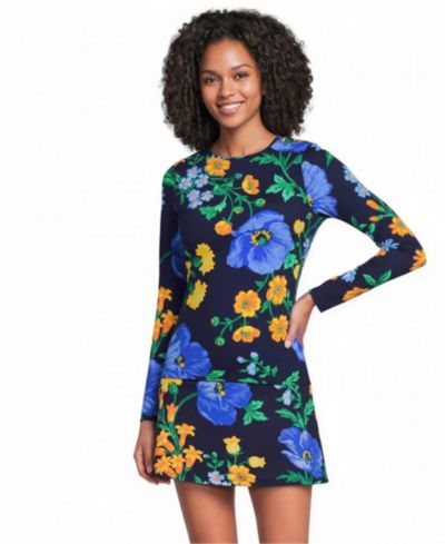 Navy/exploded poppy floral