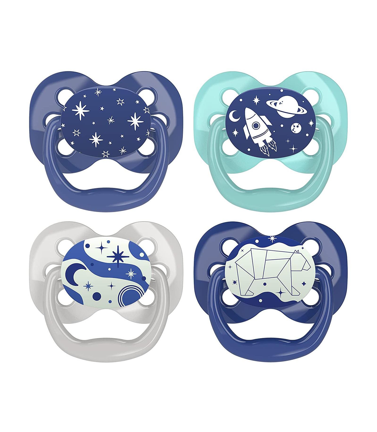 Dr. Browns Advantage Symmetrical Pacifier, Blue, 4 Pack, 0-6m