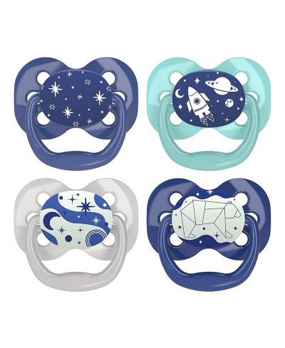 Dr. Browns Пустышка Advantage Symmetrical, синяя, набор 4 шт, 0-6m